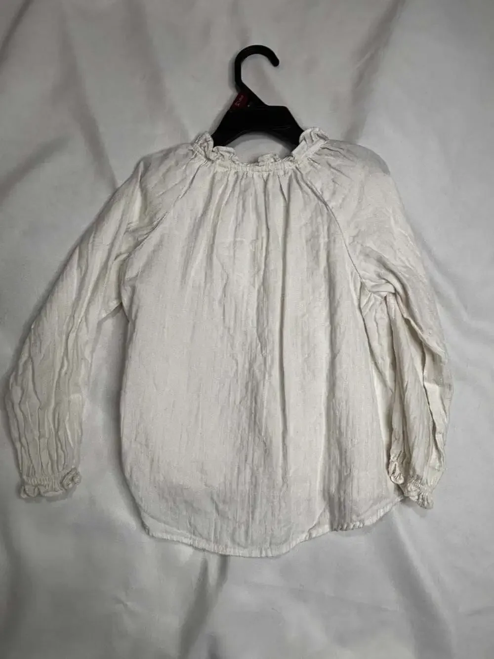 Zara Kids White Button-Up Long Sleeve Blouse Ruffled Collar Size 4-5 Years